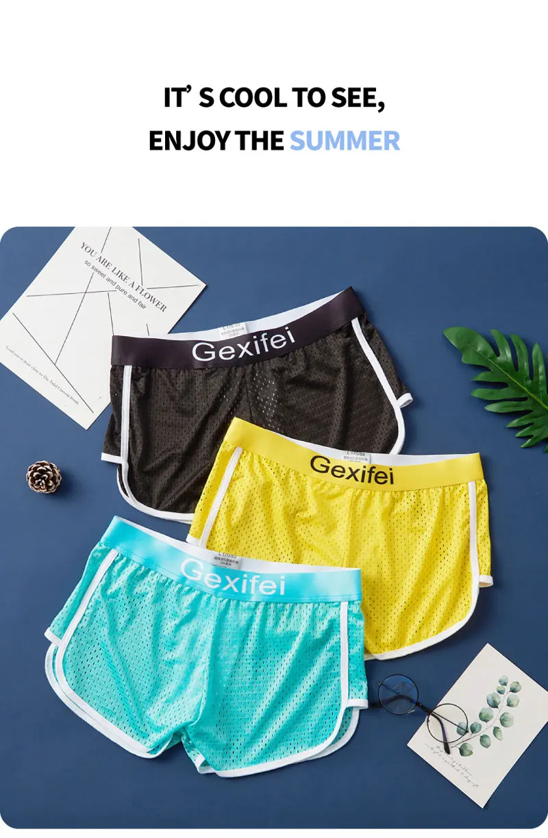 Description Picture 3 of itemSummer Ice Silk Mesh Breathable Loose Mens Boxer Shorts Comfortable At Home Underpants Male Arrow Panties Underwear Calzoncillos