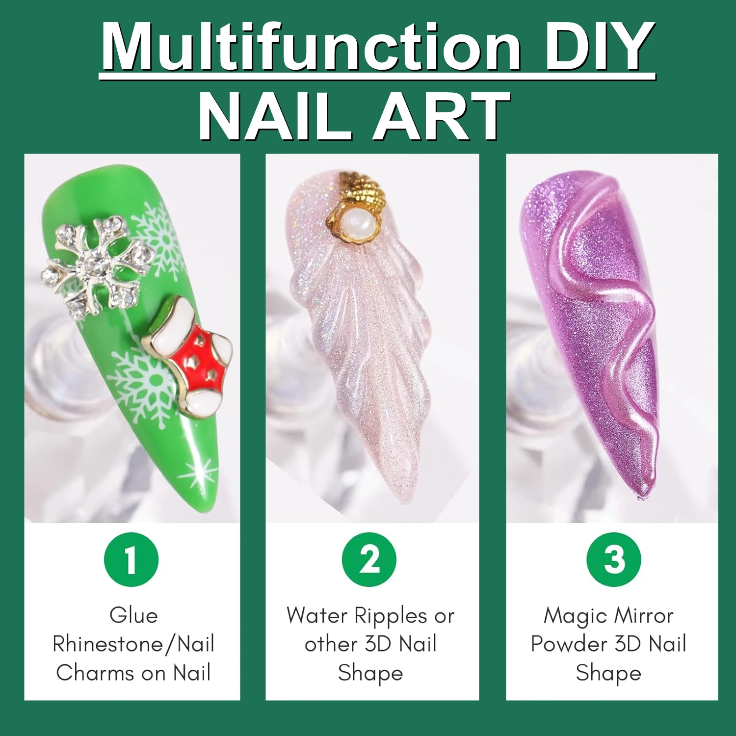 Makartt Nail Rhinestone Glue, Gel Nail Glue for Rhinestones for 3D Design Super Strong Adhesive Nail Gem Glue for Christmas DIY 5