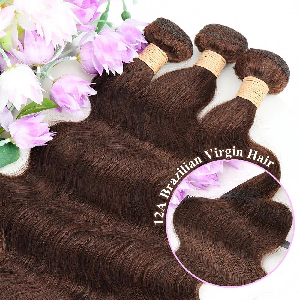 12A Grade 1/2/3PCS Light Brown Body Wave Human Hair Bundles 100g/PC Double Weft Hair Extensions Brazilian Virgin Hair Full End 4