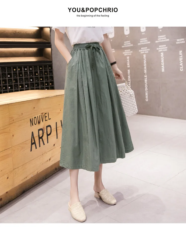 Women's Pants New 2022 Spring Summer New Loose Women Wide Leg Pants Elastic Waist Bandage Skirt Pants Female Pant RV554 white capri pants