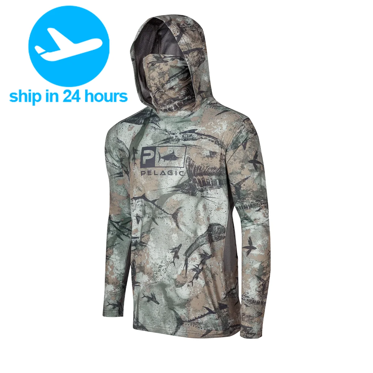 

Рыболовные рубашки Pelagic, с длинным рукавом, с капюшоном, быстросохнущая, УФ-защита, одежда для рыбалки с маской, Upf 50 +