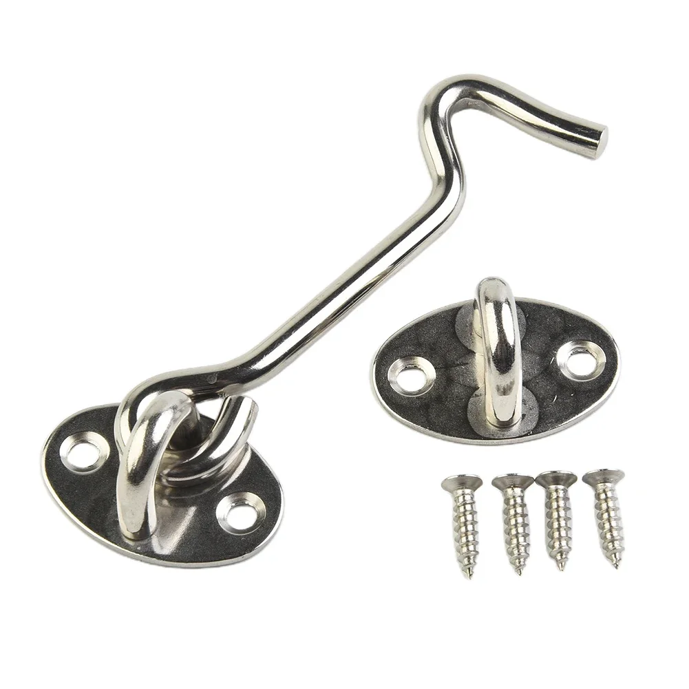 Cabin Hook Eye Lock Cabin Hook And Eye Latch Lock door latch door lock cylinder Shed Gate Door Stainless Steel Catch Silent Holder With Screws