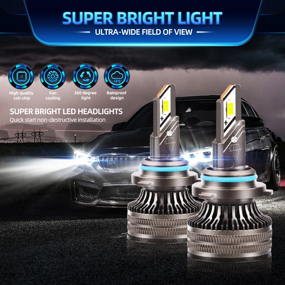 52000LM H7 Canbus LED Headlight Bulbs 180W Double Copper Tube Car Headlamps 6000K H1 H4 H7 H11 9005 HB3 9006 HB4 Auto Lamps 12V