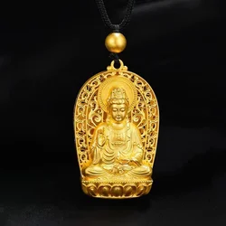 Luxurious Gold - Plated Manjushri Buddha Pendant Necklace (Golden guanyin)