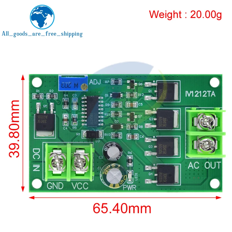 Trasformatore inverter di potenza DC-AC da 100 W DC 12V a AC 12V/24V Generatore di segnale a onda quadra Regolatore di tensione Scheda convertitore di potenza - immagine 6
