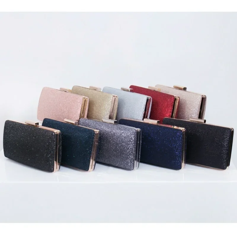 Pochette Da Sera Donna Dorata Glitterata – Con Catena Regolabile, Anello Di Strass, Per Matrimoni E Feste