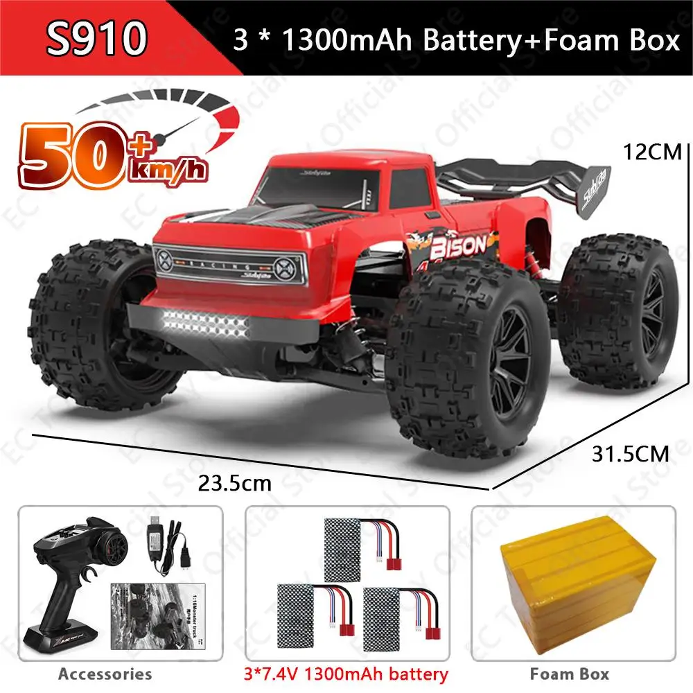 S909 S910 1:16 50 Km/H Rc Auto 2.4G 4Wd Auto Telecomandate Elettrico Ad Alta Velocità Drift Monster Truck Vs Wltoys 144001 Giocattolo