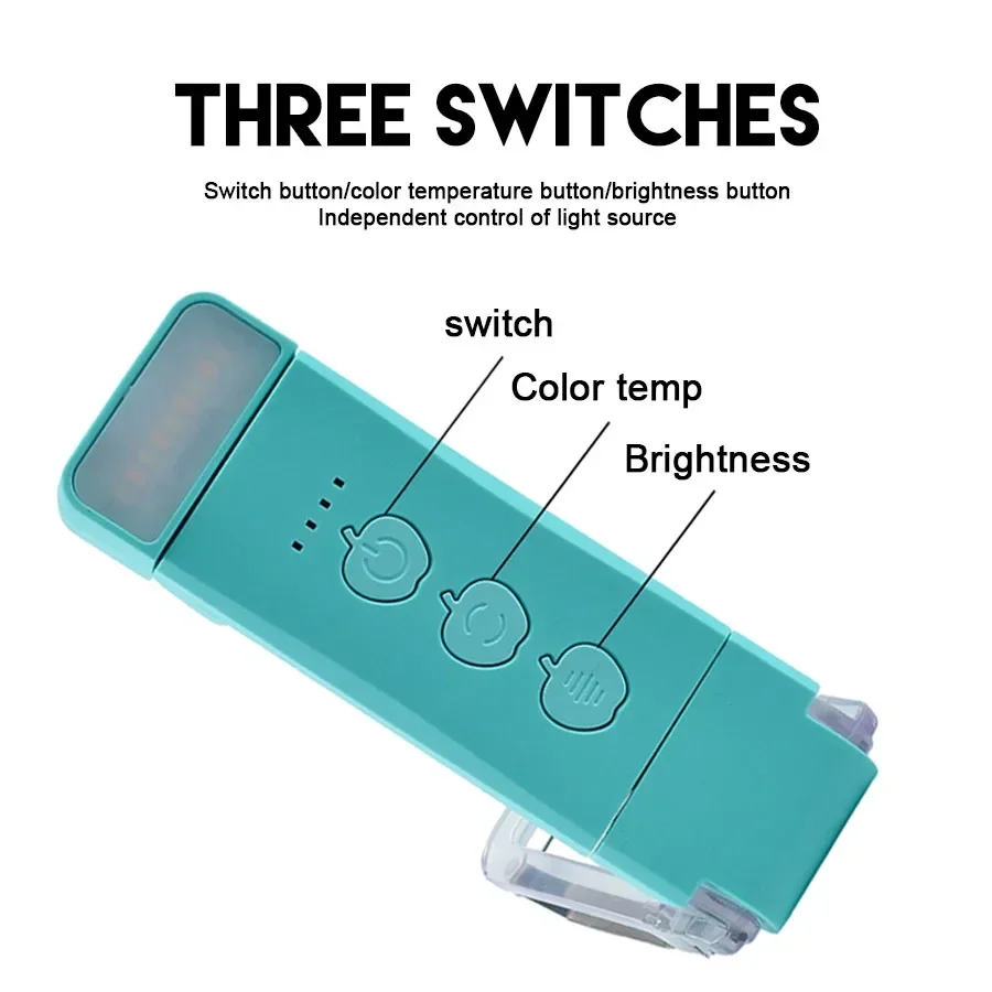 USB Rechargeable LED Book Light 1800K-6000K Portable Clip Desk Light 500mAh Bookmark Reading Adjustable Brightness 15 Gear