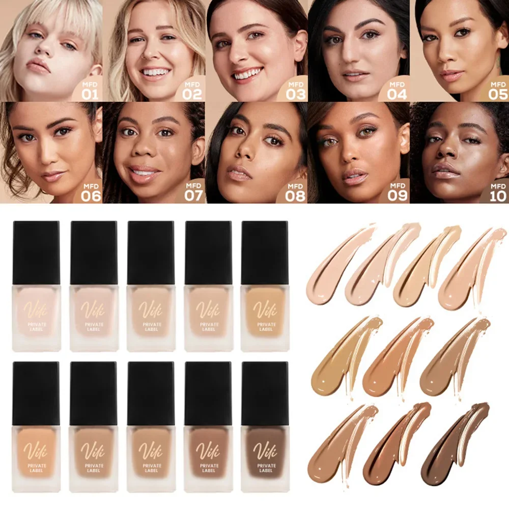 Private Label Liquid Foundation Custom Bulk 15ML Naturally Long-lasting Light Concealer with Dry Mixed Oily Skin Moist Makeup 3