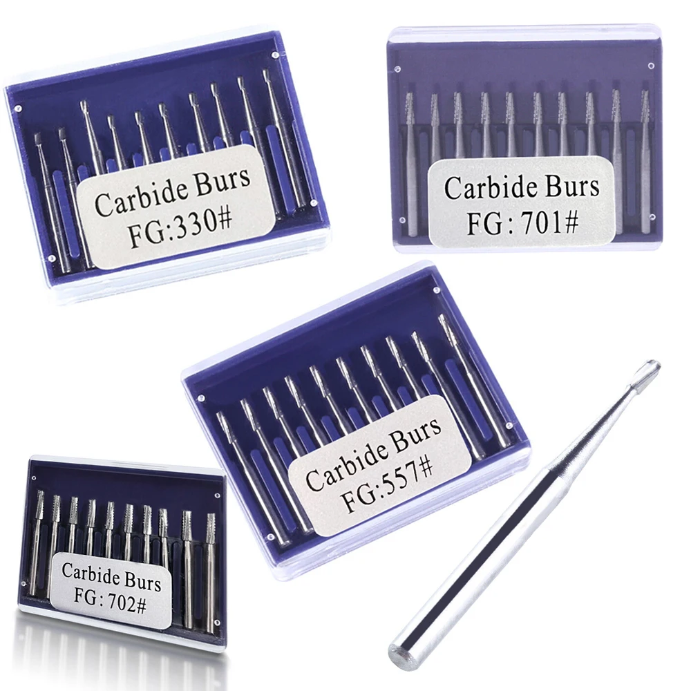 

10Pcs/pack Dental Round Carbide Steel Burs Bur polishing Drills FG for High Speed Handpiece Dental Tool High Quality