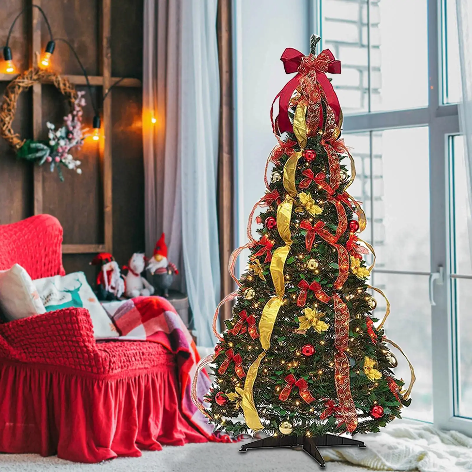 Christmas Pull Up Trees Collapsible Xmas Tree for Decorating Holiday Indoor