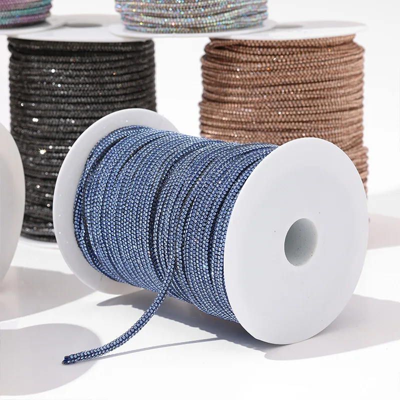 10야드 4mm 크리스탈 라인스톤 코드 트림 유리 다이아몬드 로프 DIY 의류 신발 가방 웨딩 드레스 의상 장