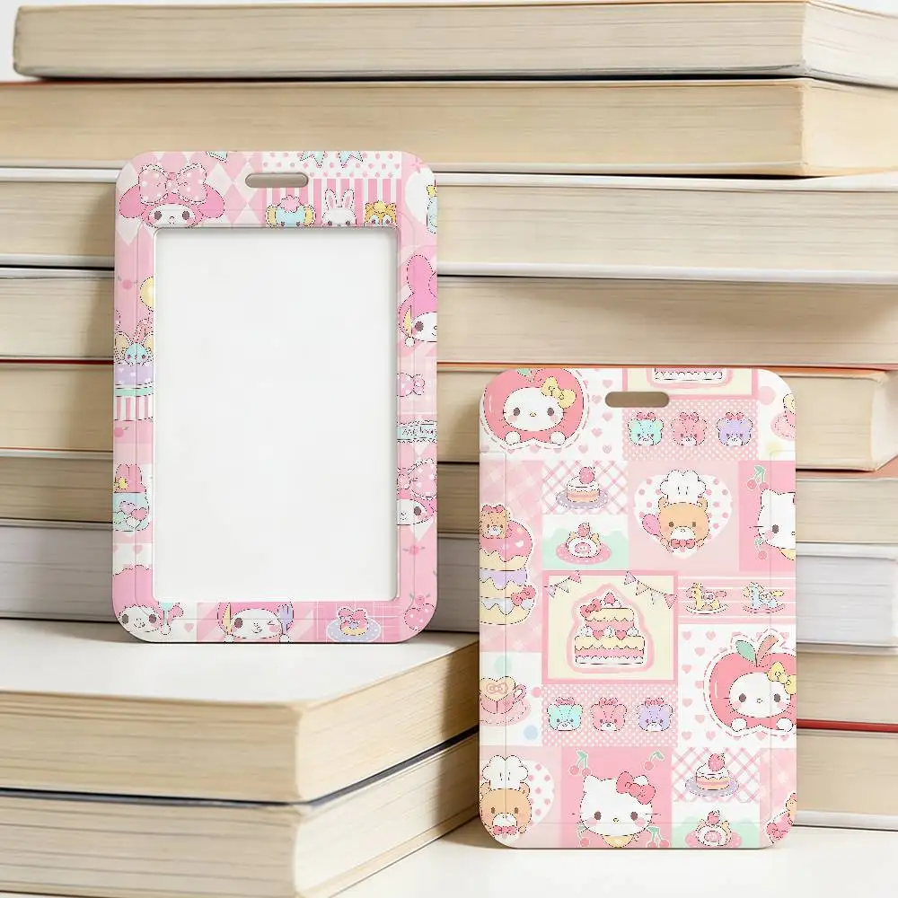 귀여운 핑크색 맥시멀리즘 버스 지하철 카드케이스 헬로키티 플라스틱 마이멜로디 워크홀더 학생 식사카드 커버 여성 남성용
