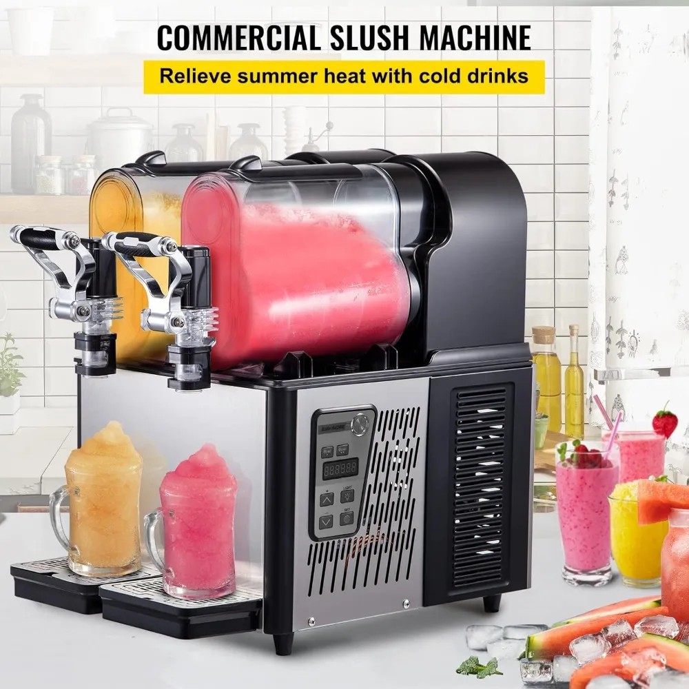 Slushy Machine, 3Lx2Tank Slushie Machine, 370W Frozen Drink Machine with Temperature Preservation, Slushy Maker Machine 3