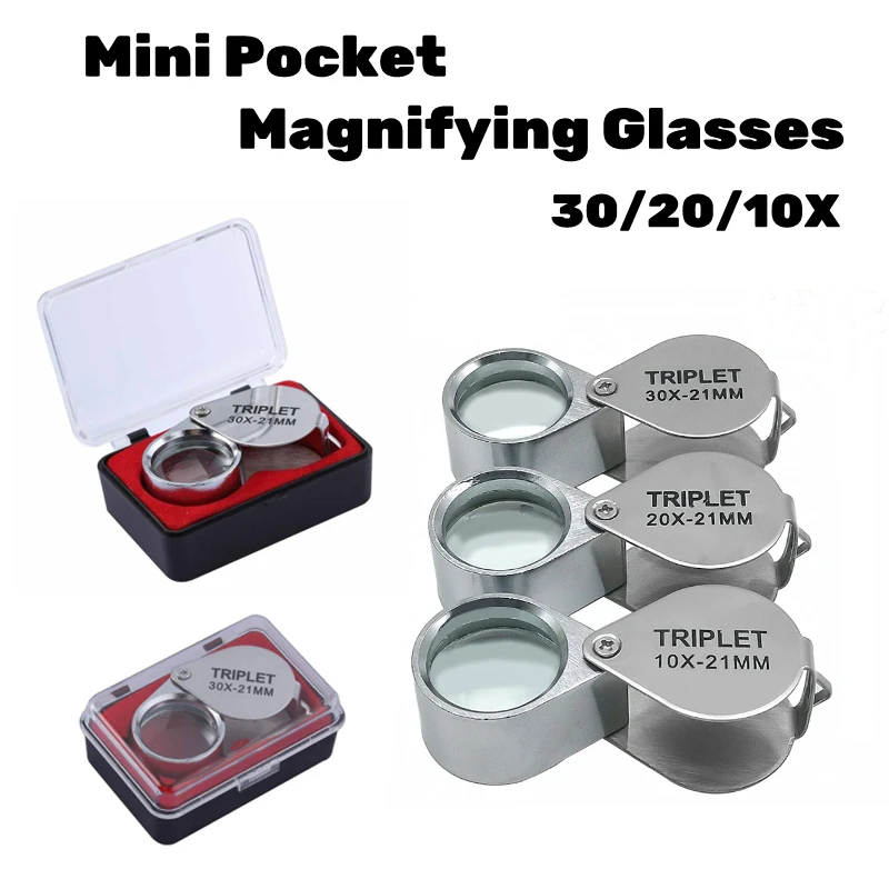 Metal Jewelry Magnifying Glass Jewelers Eye Tool Jewellery Folding Loupe Glass Lens Magnifying