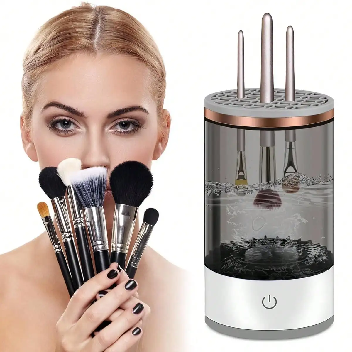Electric Makeup Brush Cleaner Machine with Drying Function USB Plug Automatic Makeup Brushes Cleaning Tool