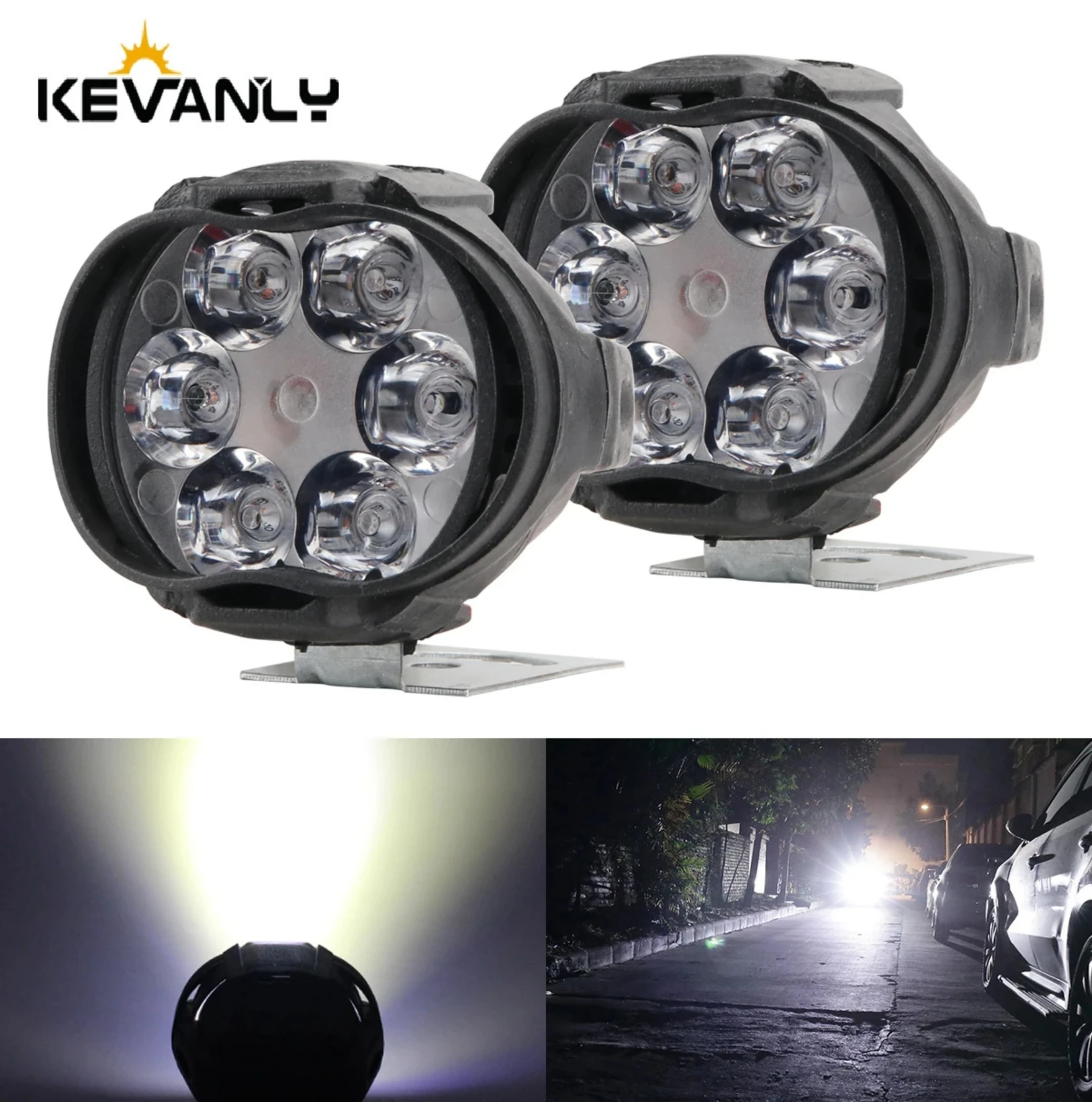 ไฟหน้า LED 6 ดวง สปอตไลท์กันน้ำ สำหรับรถจักรยานยนต์