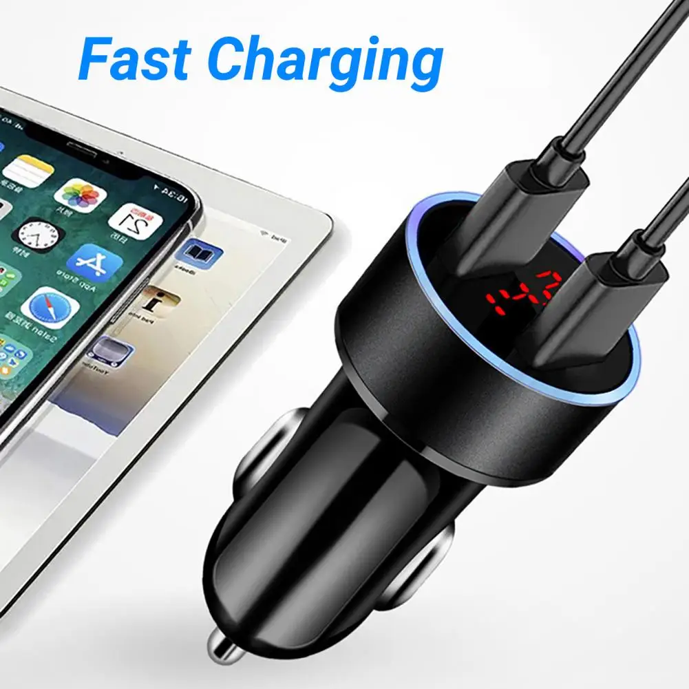 3 1A USB Car Charger Fast Charging Dual USB Car Phone Charger Adapter With 3 In 1 Data Cable For IPhone 13 Samsung