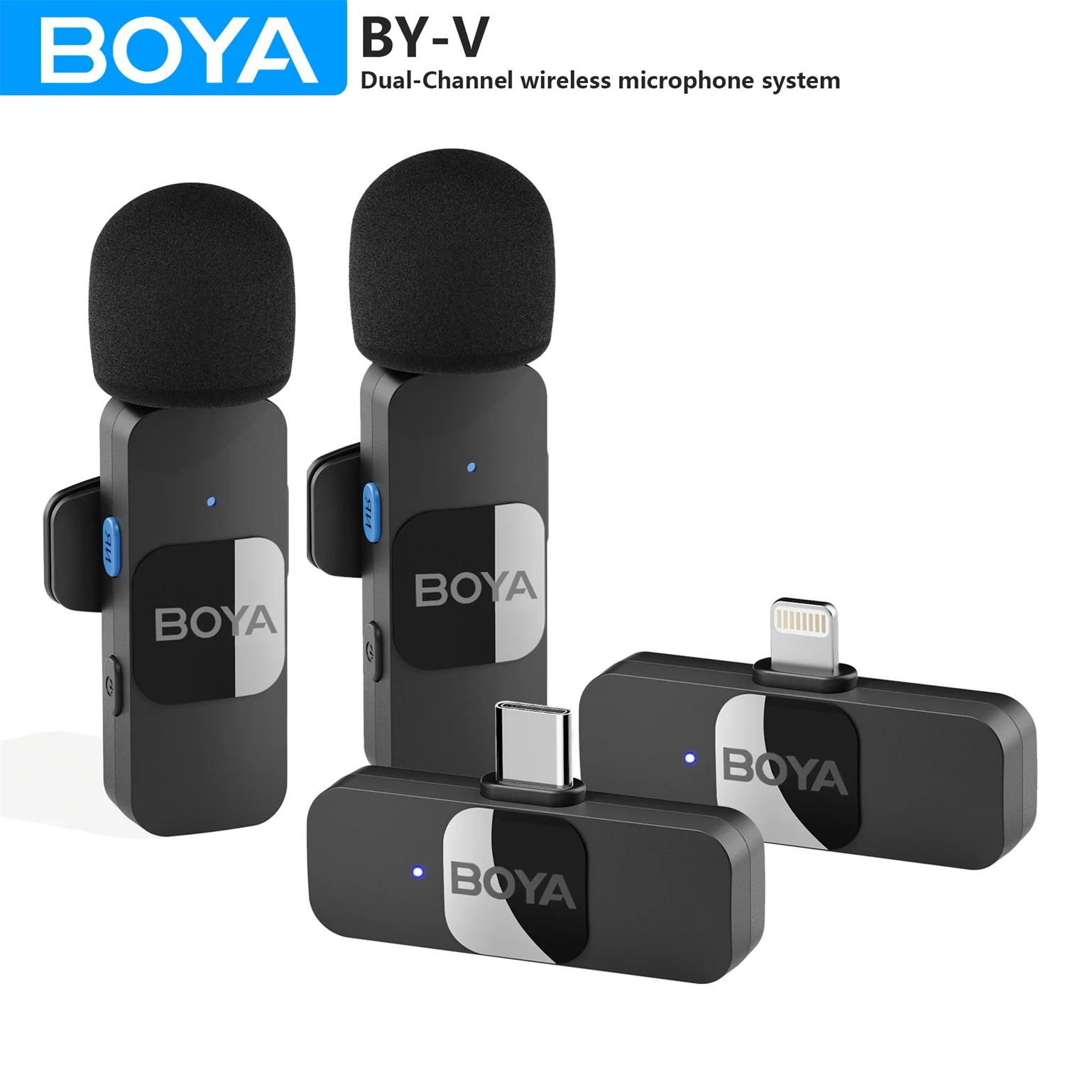 BOYA BY-V 무선 라발리에 마이크 iPhone 안드로이드 스마트폰 DSLR 카메라 PC 컴퓨터 라펠 마이크 게임 라이..