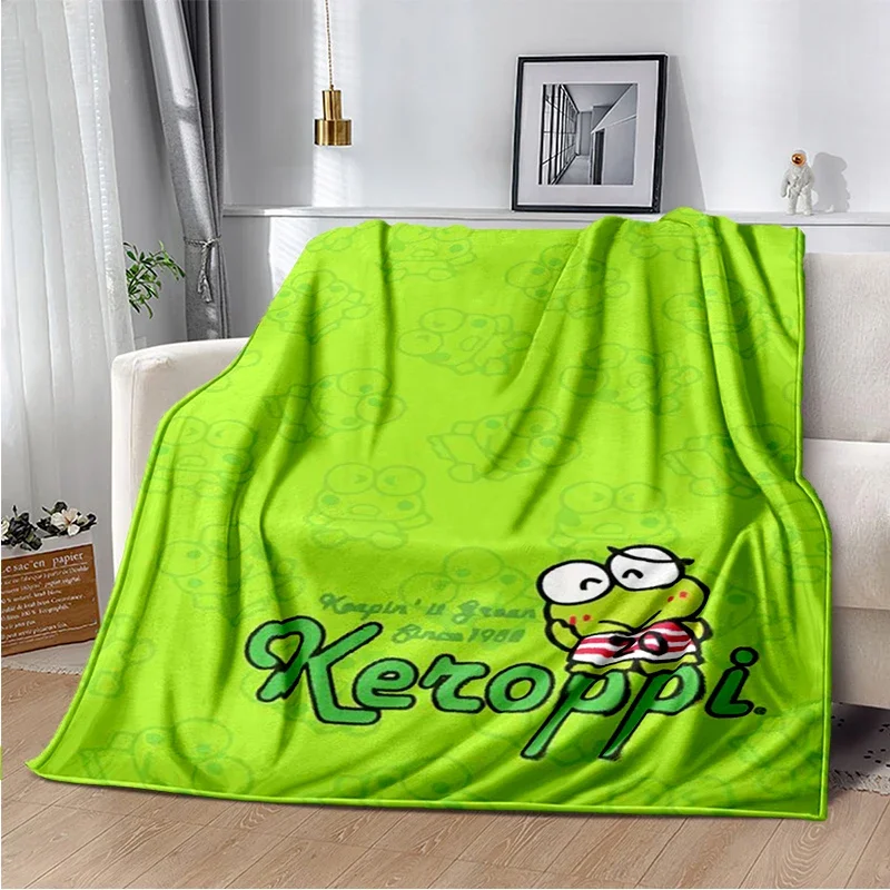 

Cartoon K-Keropi printed flannel blanket soft and warm home travel bed blanket picnic blanket photography props birthday gift