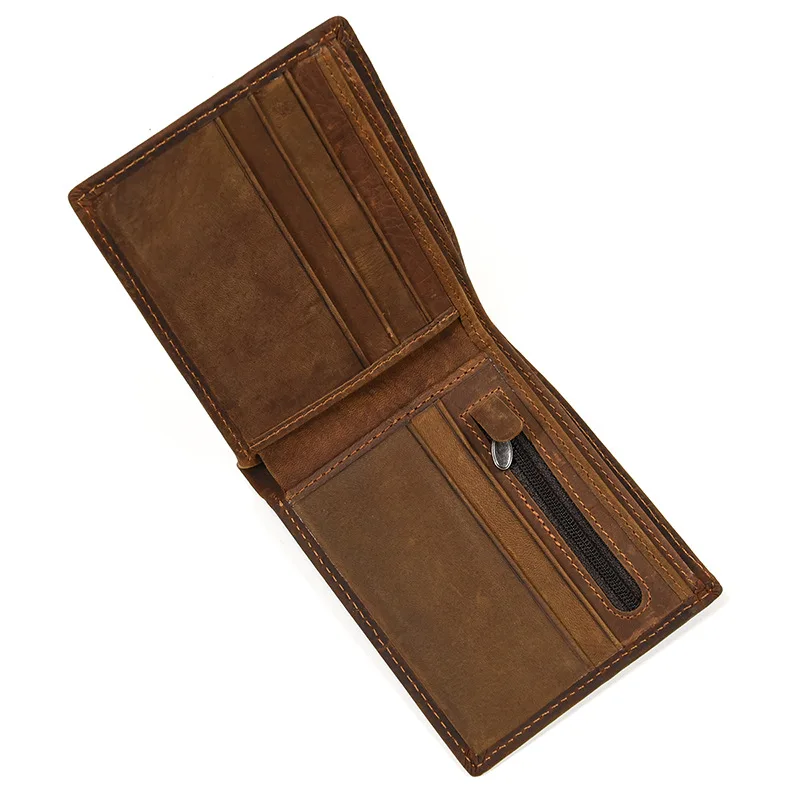 Crazy Horse Leather Bifold Wallet Men's Genuine Leather Coin Purse Top Layer Cowhide Short Wallet