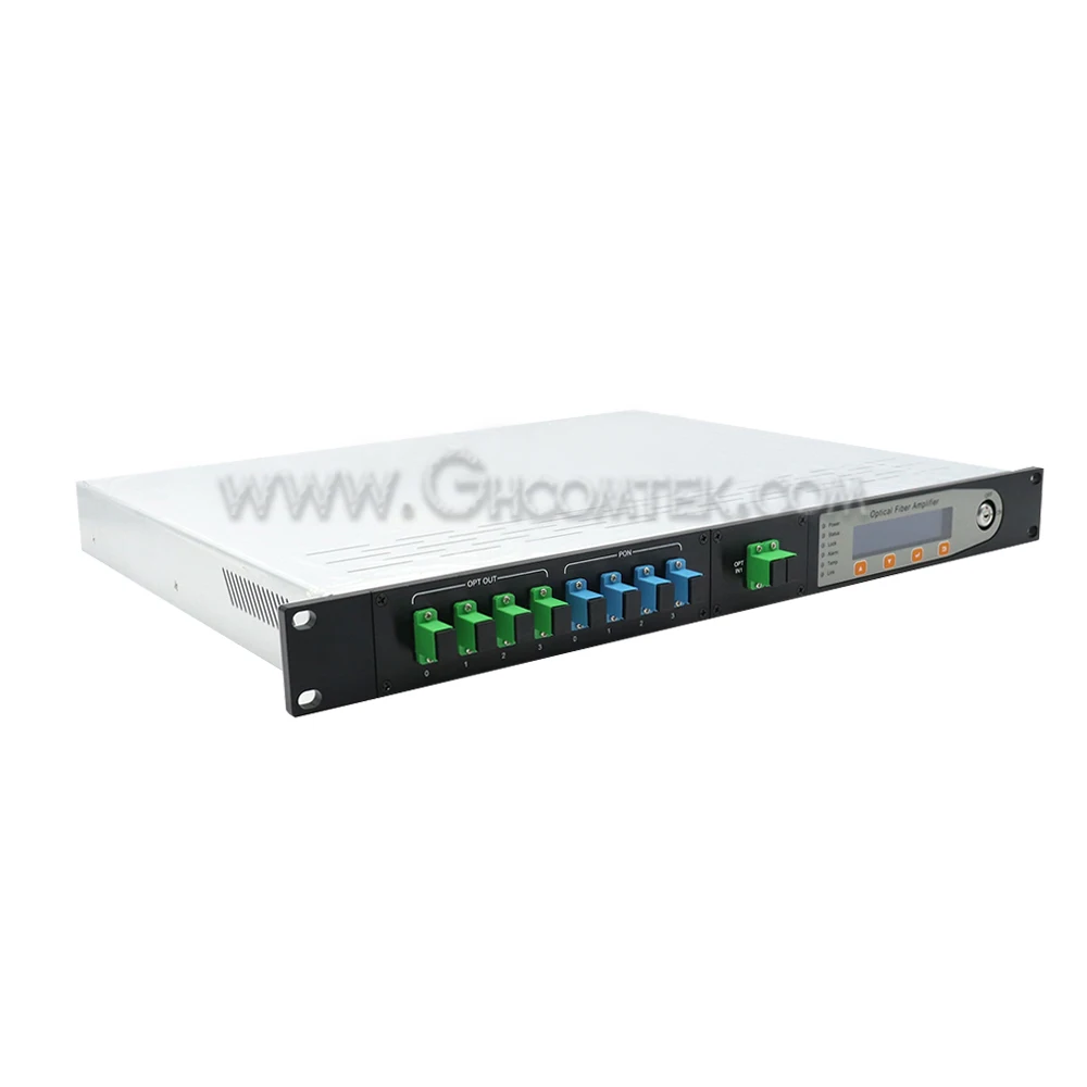 High Optical Amplifier EDFA 1550nm Power 4 port 22dBm WDM With Switch 2 Input  SC/APC Fiber Port Single Power Supply hotsell 8 16 32 64 port 1550nm 22dbm catv cable edfa optical amplifier