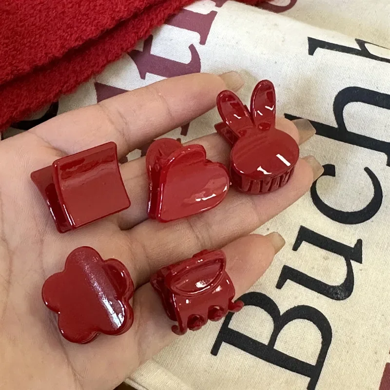 Red hair clip women's side bange small mini duckbill clip temperament seamless hair clip headwear Hair Claws