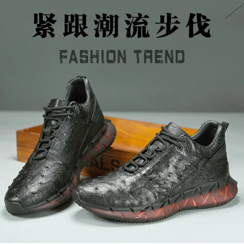 New High Ostrich Fashionable Soft Soled Sports Leather Suede Trendy Men's Boat Shoes Casual Comfortable Oxford Shoes Loafers