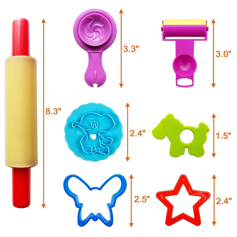 Various Plastic Dough Tools Plasticine Accessories Toys for Kids Animal Molds Rolling Pins Cutting Playdough Molds Puzzle Toys 3