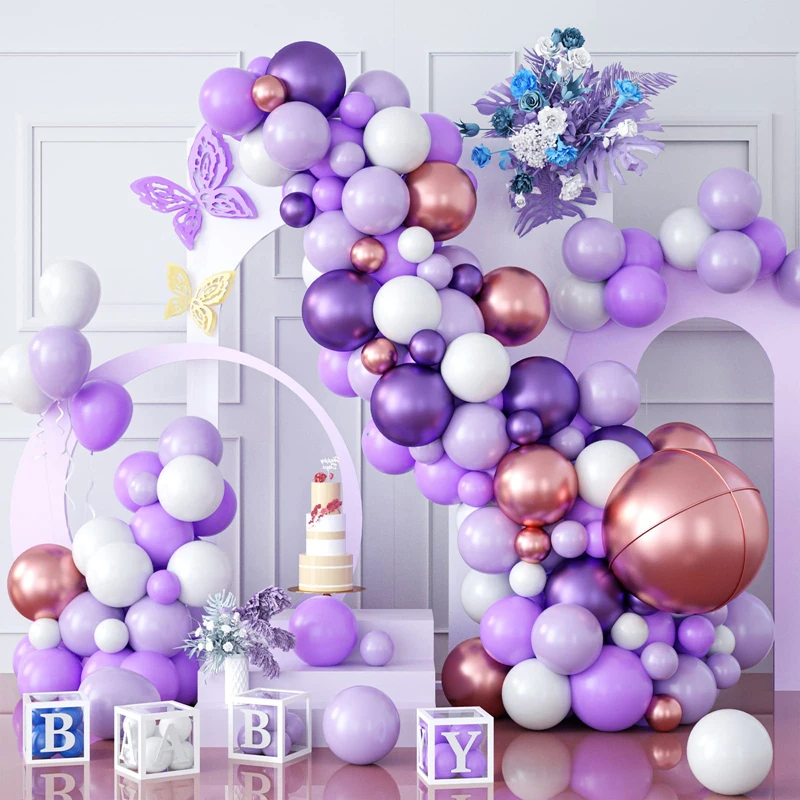 

Purple Balloon Garland Arch Kit Metallic Purple Rose Gold Balloons Wedding Birthday Baby Shower Graduation Party Decorations