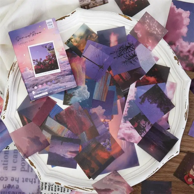 

55 pcs/boxd INS Sticker + material paper Set Decorative Diy Junk Journal Scrapbooking material for hand made Diary Album