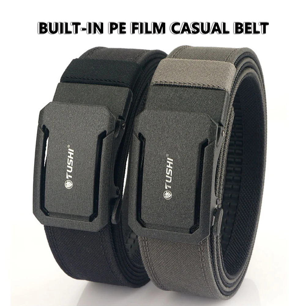 TUSHI Brand 4.3CM Wide double-layer reinforced automatic buckle training quick hanging pistol belt Mens nylon outdoor leisure
