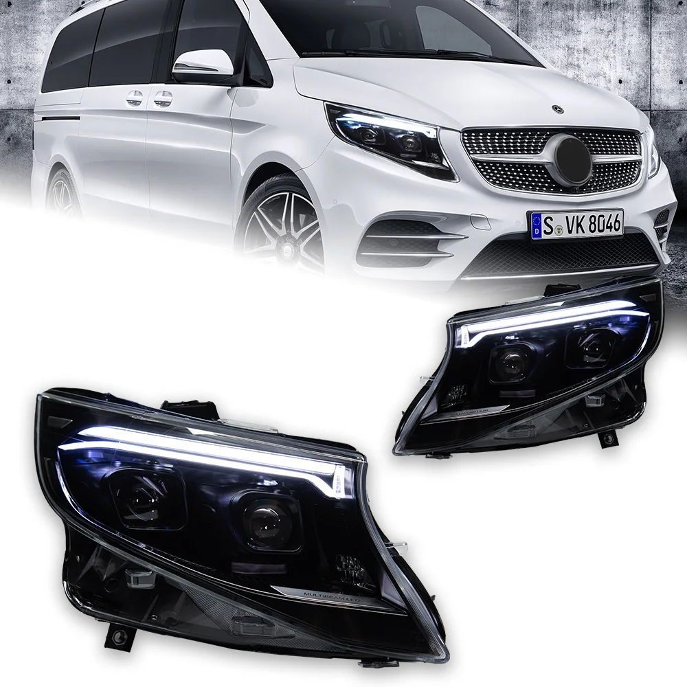 AKD Styling LED Head Lamp for Benz Vito Headlights 2016-2024 W447 V250 LED Projector Lens DRL Dynamic front Auto Accessories