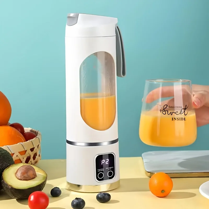 10 Blades Portable Fruit Juicer 450ml Capacity 3 Gears USB Rechargeable Blender Ice Crusher for Shakes and Smoothies Juicer Cup