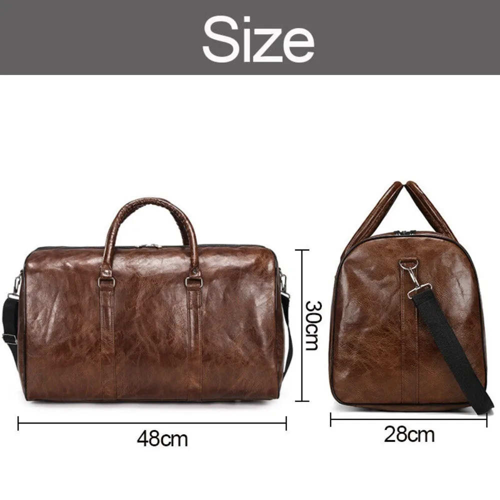 Business Trips Luggage Holdall New Large Capacity Pouch PU Leather Duffle Portable Soft Handbag Sports