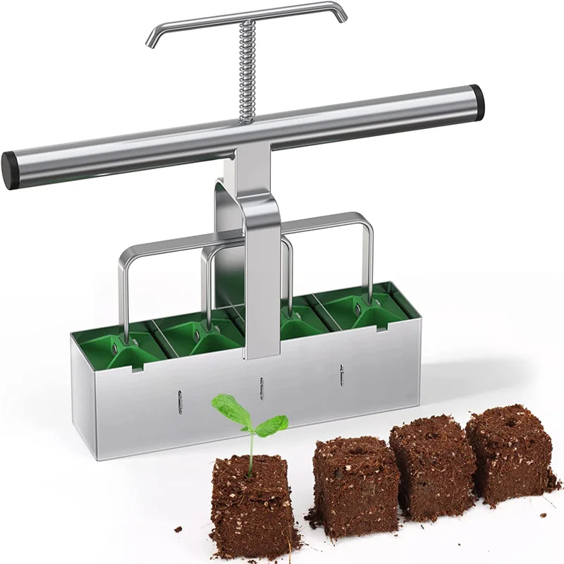 Soil Block Maker Soil Blocking Tool Handheld Soil Blocker with Dibbles Dibbers for Garden Prep Seedling Soil Block Maker