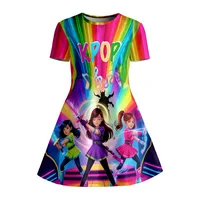 Robe T-shirt imprimée Rainbow K‑POP Anime Warrior Girls pour filles, robe décontractée colorée pour fête cosplay pour enfants 5