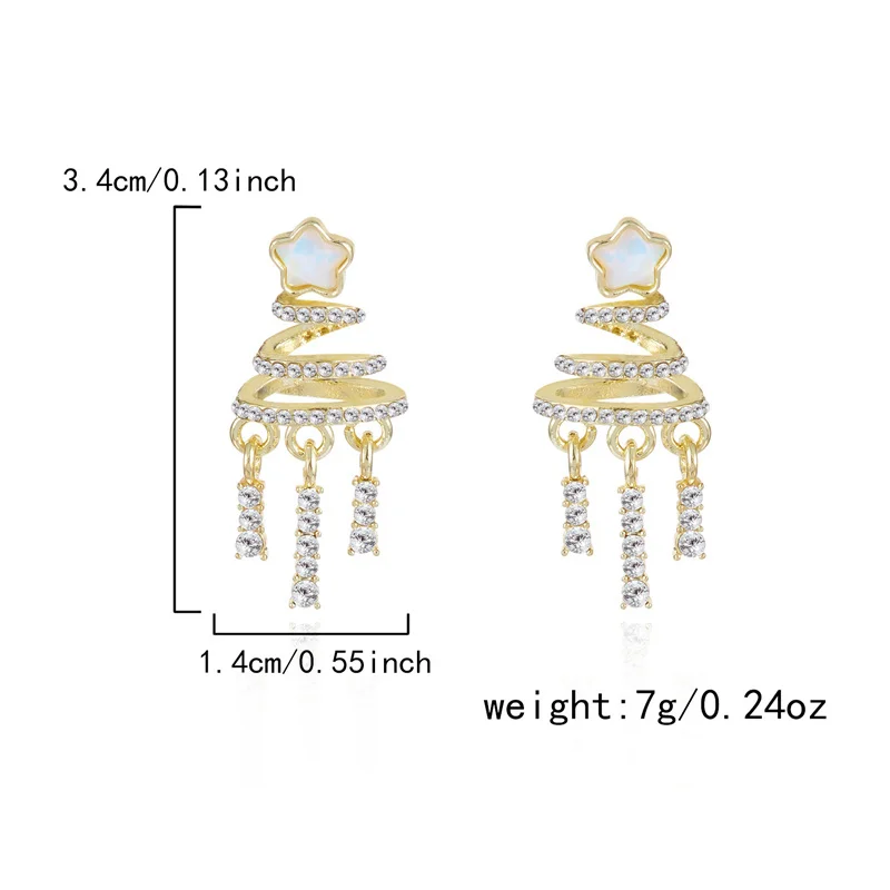 Licht Luxus Bunte Weihnachtsbaum Quaste Ohrringe für Frauen Trendy Strass Bogen Stern Ohrringe Party Schmuck Geschenke – Detail 10