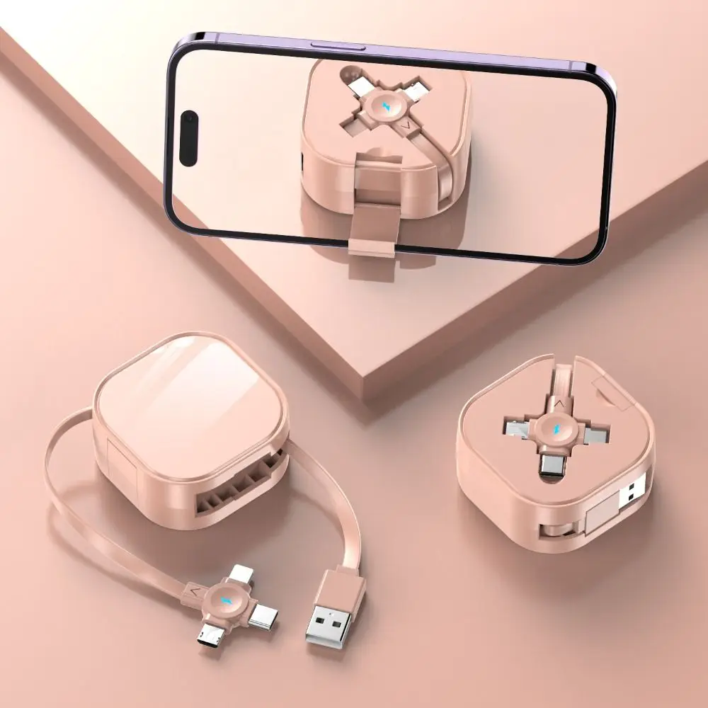 Retractable 3-in-1 Charging Cable with Micro USB, Type C, and Lightning Connectors - Portable Charger Accessories