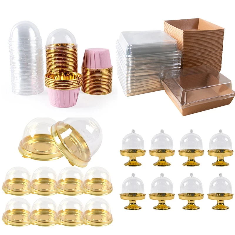 5 oz Cupcake Mini Cake Pannen Met Deksels 40 Pack,LNYZQUS Aluminiumfolie Cupcake Cups Brownie Bakpannen, Vierkante Wegwerp Ramekins Bakken Cups, Kleine Muffin Tin Houders-Zwart In Goud