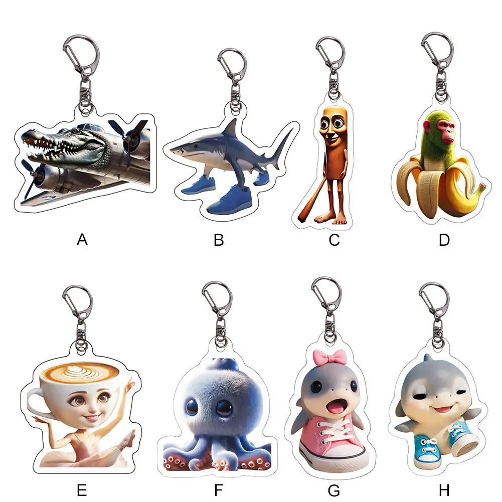 Creative Animals 2D Flat Acrylic Key Chain Backpack Pendant Cartoon Pendant Fans Gift