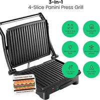 Panini Press Grill and Gourmet Sandwich Maker Non-Stick Coated Plates, Opens 180 Degrees to Fit Any Type or Size 2