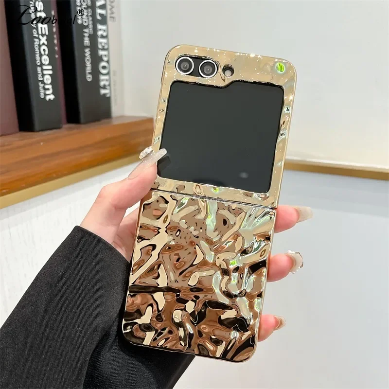 Ultra-Slim Shockproof Plating Tin Foil Wrinkle Case with Water Ripple Design