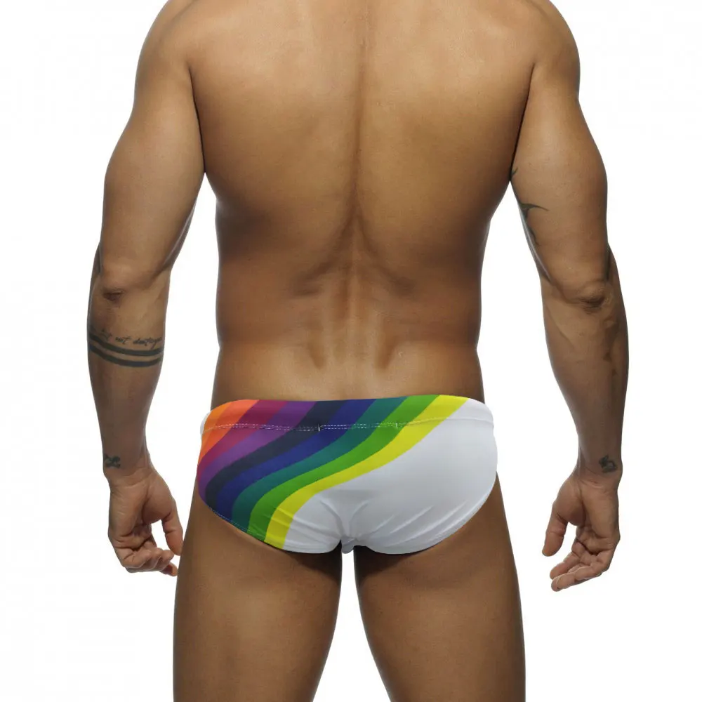 Men's Swim suit Wear Briefs Swimming Push-Up Sexy Bikini Swimsuit Beach Short rainBow Surfing trunks men bathing suit  swimwear - 3