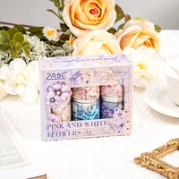 6 rolls of bright floral pattern PET waterproof tape for DIY notebook and scrapbook decoration tape, stationery decoration tape 1