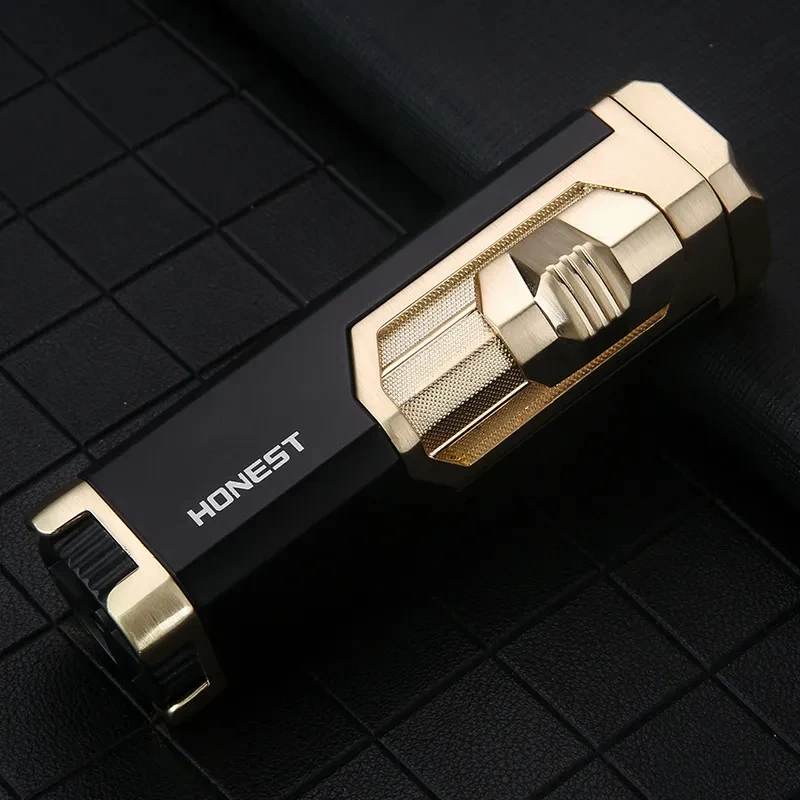 

New Metal Turbine Butane Gas Cigar Lighter Outdoor Camping Kitchen Barbecue Windproof Lighter Fashion Gift Ignition Tool