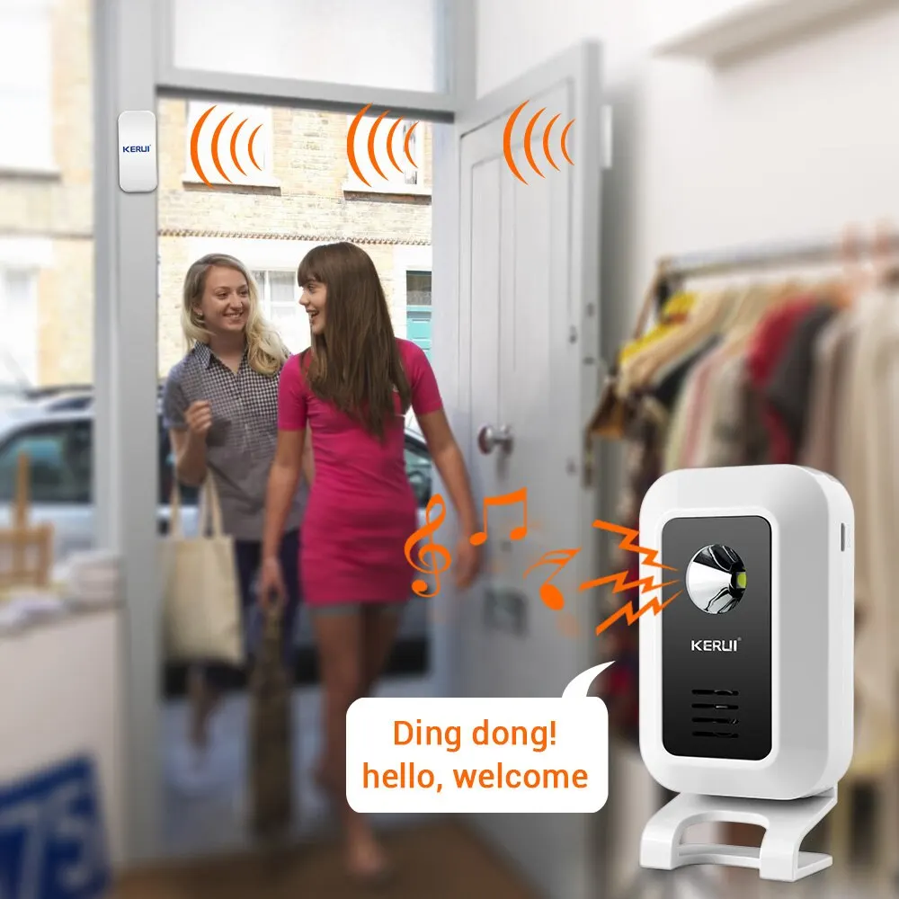 Wireless Motion Sensor Doorbell Chime with LED Night Light - 32 Melodies for Home or Shop Security
