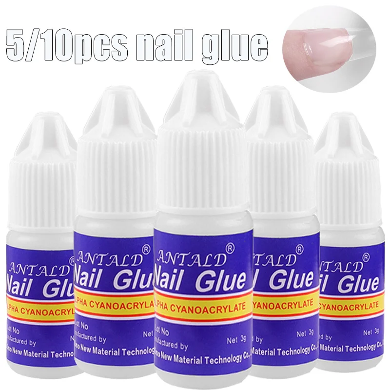 Sdattor 5/10Pcs Fast Drying Nail Glue UV Acrylic Rhinestones