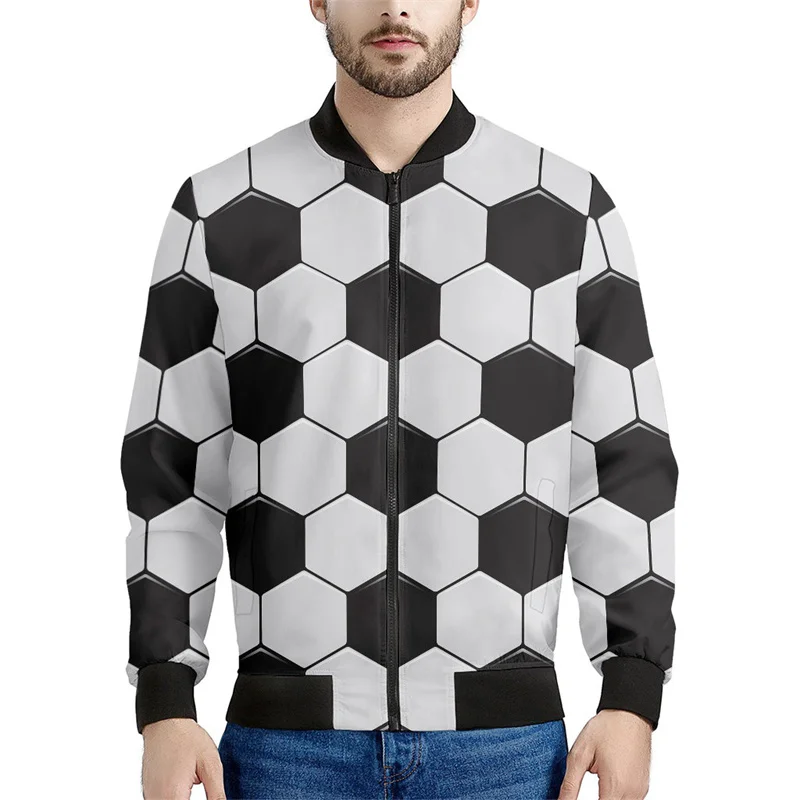 thumbnail image 1 of Chaqueta de fútbol con cremallera de moda para hombres y niños, sudadera con capucha de fútbol con estampado 3D, chaquetas de calle de gran tamaño geniales para deportes, abrigos, 1 of 4