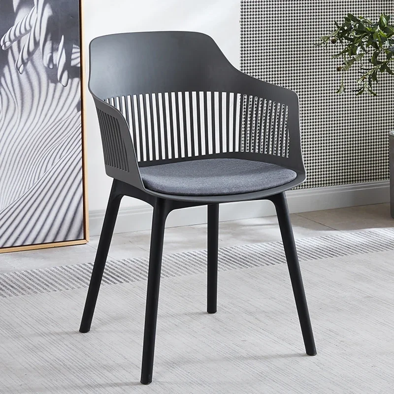 

Backrest Bedroom Dining Chair Plastic Modern Simple Nordic Dining Chair Handrail Comfort Muebles Hogar Balcony Furniture QF50DC